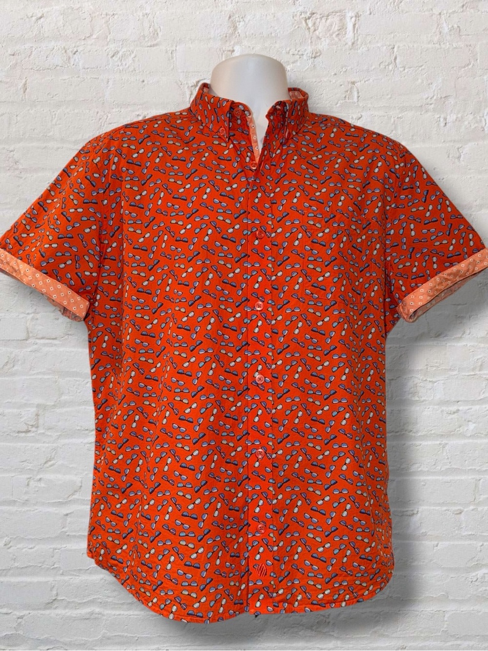 😎 Johnston & Murphy Men’s Novelty Sunglasses Print Button Down Shirt size Large